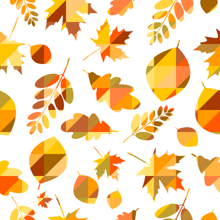 Seamless pattern with different autumn leavesのイラスト素材