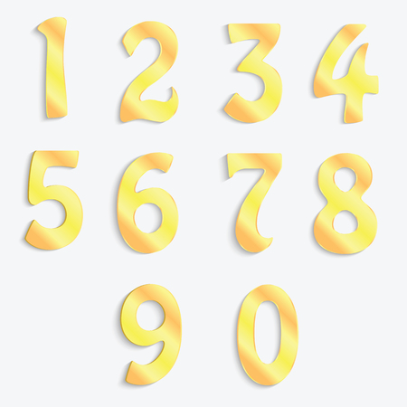 Golden numbers isolated on white backgroundのイラスト素材
