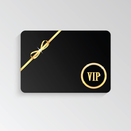Gold VIP cards with shiny letters and ribbonのイラスト素材