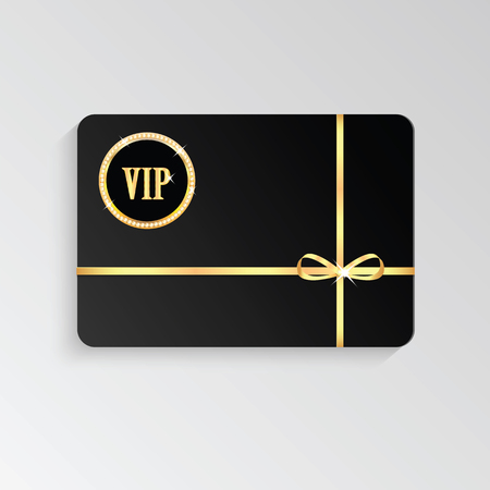 Gold VIP cards with shiny letters and ribbonのイラスト素材
