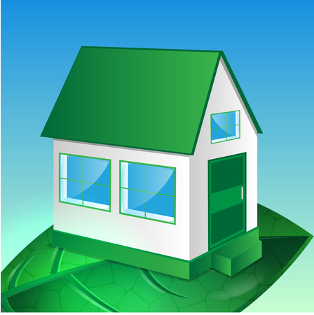 illustration of house on leavesのイラスト素材
