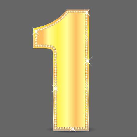 gold number one decorated by ablaze stonesのイラスト素材