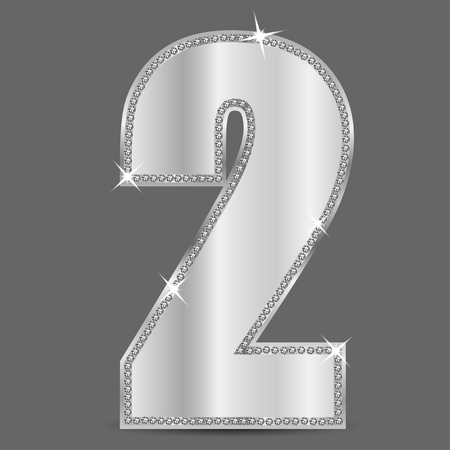 silver number two decorated by ablaze stonesのイラスト素材