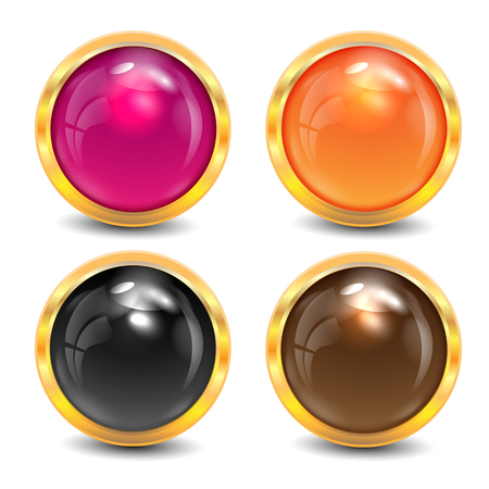 coloured buttons are in a gold frameのイラスト素材