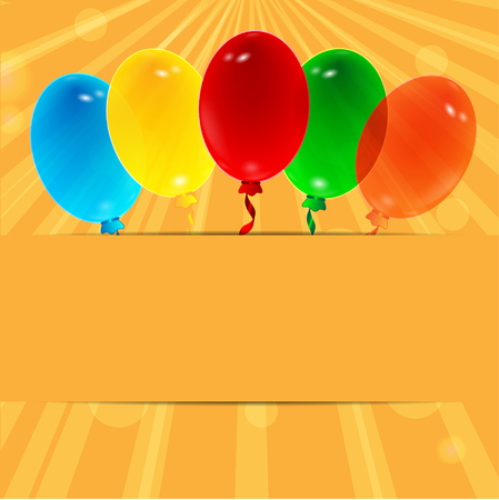 balloons on the orange backgroundのイラスト素材