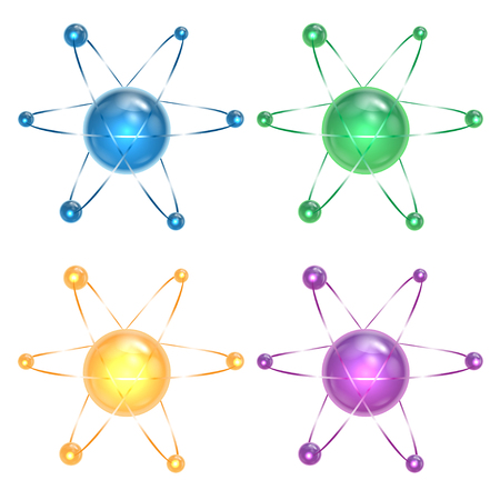 set of colored molecules isolated on white background.vectorのイラスト素材