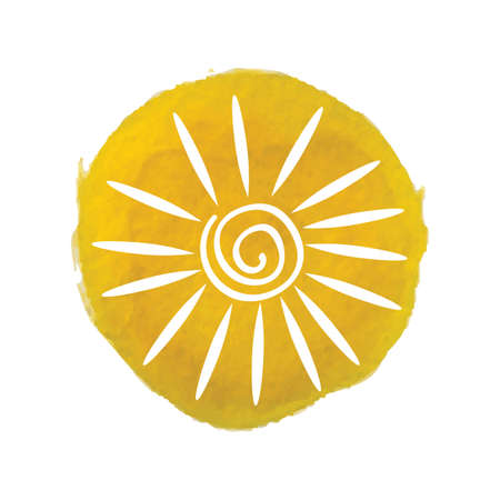 Watercolor Summer vector. Yellow watercolor acrylic hand painted background. Design element for greeting cards, posters and print invitations. Summer sunshine.  Print design element.のイラスト素材