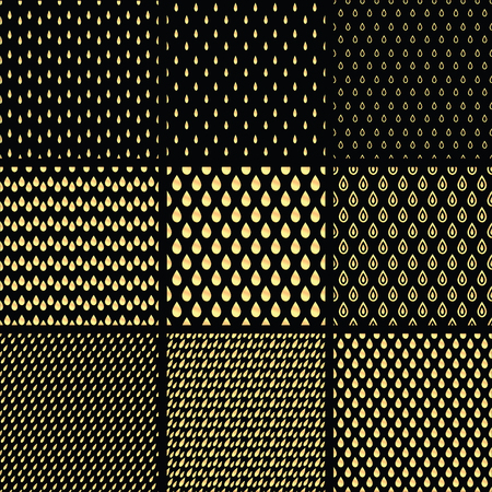 Set of line gold abstract seamless pattern with drops. Wrapping paper. Scrapbook paper. Tiling. Vector illustration. Background. Graphic texture for design, wallpaper.のイラスト素材