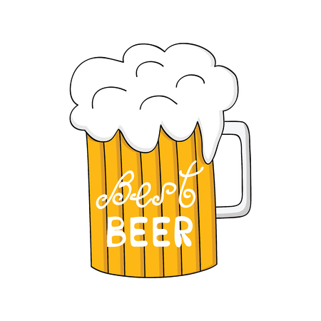 Hand drawn Beer for poster or label.Design for Octoberfest or brewery label.Craft beer. Vector illustration.のイラスト素材
