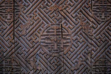 Chinese wooden door in Beijing.の写真素材