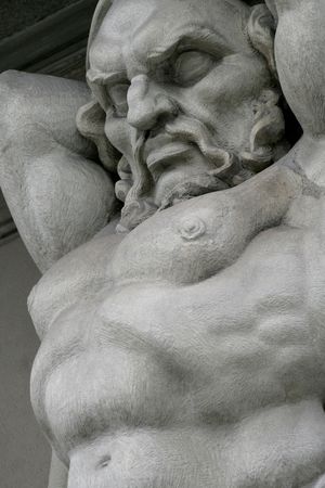 Stone statue in Zurich, Switzerland.  Focus is on the face.の写真素材