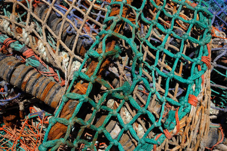 Tangled fishing nets.
