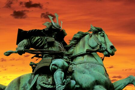 Kusunoki Masashige statue in Tokyo, Japan.の写真素材