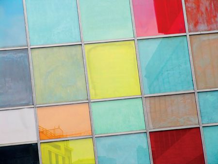 Colourful and dirty windows in downtown Brussels, Belgium                    の写真素材