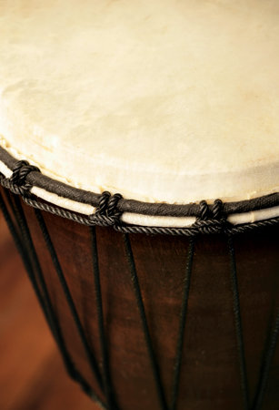 Selective focus image of a Djembe drum.