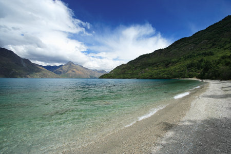 Sunshine Bay near Queenstown, New Zealand.の写真素材