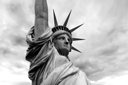 Photo of the Statue of Liberty in New York City.  Black and white version.の写真素材