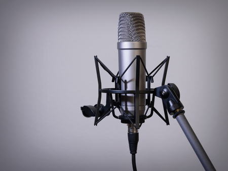 large diaphragm studio microphone on a mic stand.
の写真素材