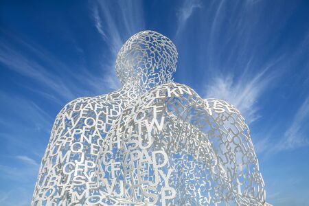 Antibes, France - July 17, 2019: View of Nomade sculpture from the Spanish artist Jaume Plenza in Antibes France.のeditorial素材
