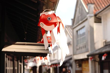 A landscape with goldfish lanternsの写真素材