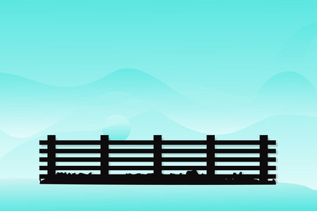 Black wooden texture board border fence vector landscape illustration designのイラスト素材