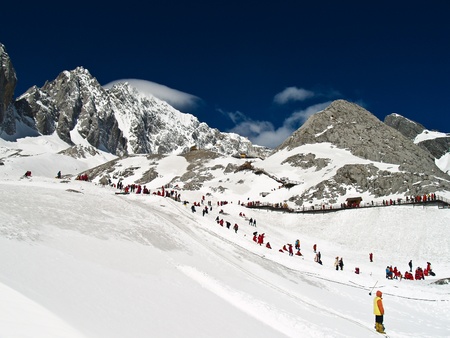 Jade Dragon Snow Mountain in LiJiang, Yunnan Province, Chinaの写真素材