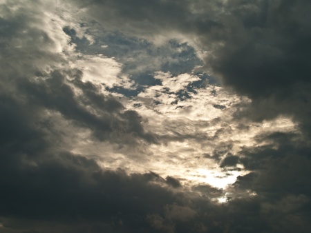 Dark gray dramatic sky in Thailandの写真素材