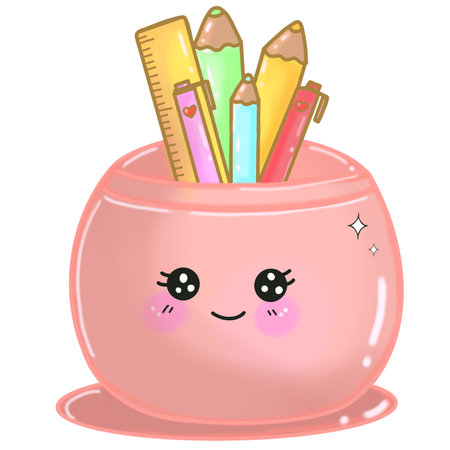 Ruler pen in cartoon boxのイラスト素材