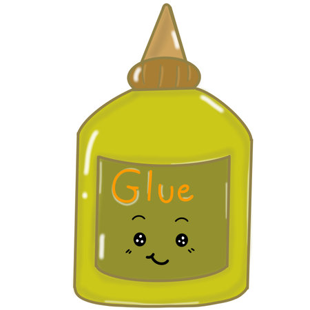 Illustration of a glue bottle with a kawaii face.のイラスト素材