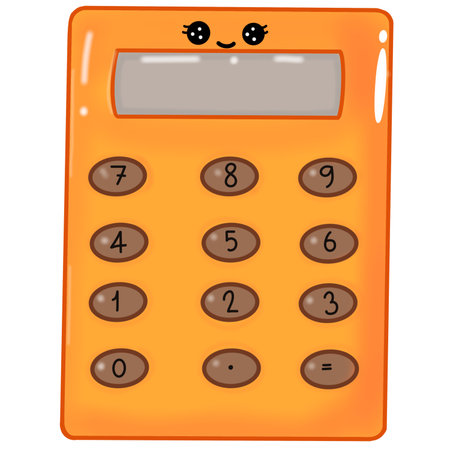 Calculator cartoon character. Vector illustration isolated on white background.のイラスト素材