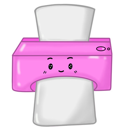 Toilet paper with cute cartoon character. Vector illustration isolated on white background.のイラスト素材
