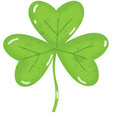 Illustration of a green clover leaf on a white background.のイラスト素材