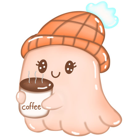 Ghost Flat Design Halloween Icon with Side Shadowのイラスト素材