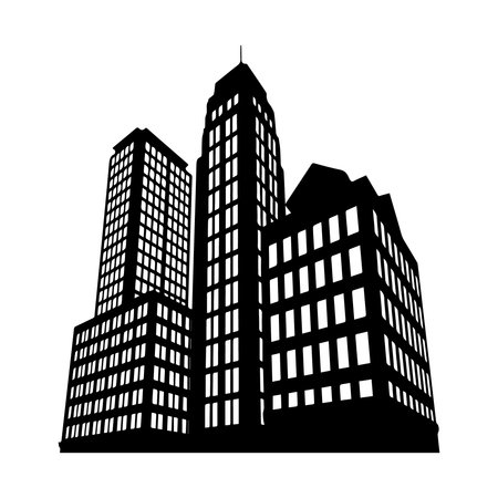 silhouette of modern buildings on a white background, vector illustrationのイラスト素材
