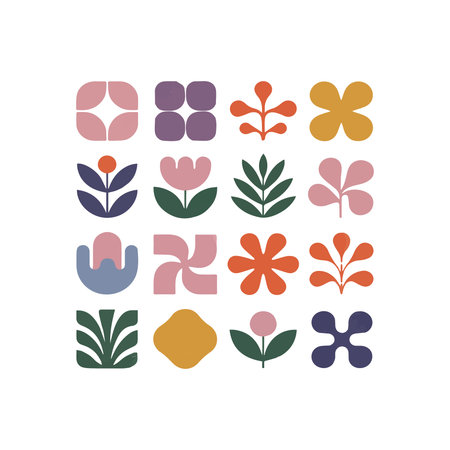Flower icons set. Floral design elements. Vector illustration.のイラスト素材
