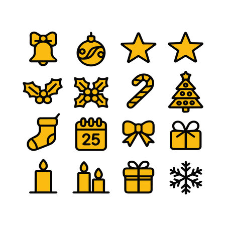 Christmas icons set. Vector illustration in line style. New year elements.のイラスト素材