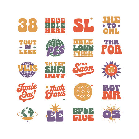 Set of 80 retro vintage 80s and 90s comic style lettering. Vector illustrationのイラスト素材