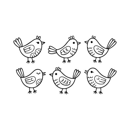 Set of cute hand drawn doodle birds. Vector illustration.のイラスト素材