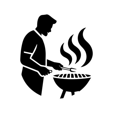 Barbecue grill black icon, concept illustration, vector flat symbol, glyph sign.のイラスト素材