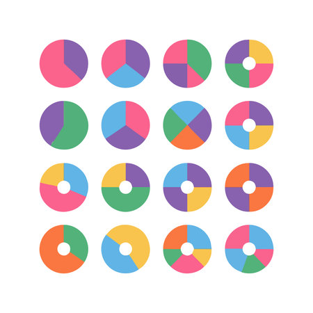 Colorful pie chart icon set in flat style. Vector illustration.のイラスト素材
