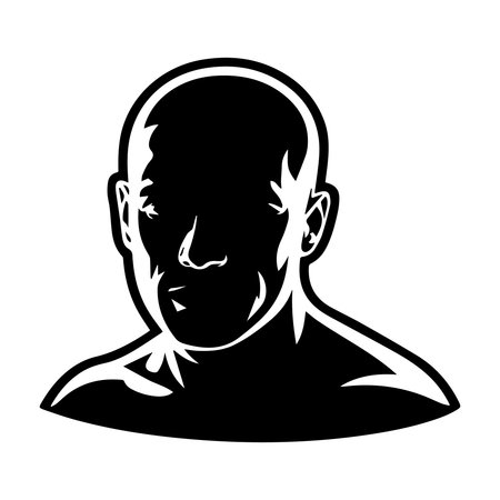 Portrait of a bald man. Vector illustration on white background.のイラスト素材