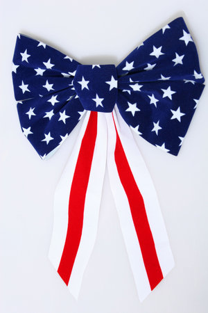 bow and ribbon in US flag colors, holiday decoration