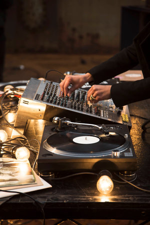 DJ mixing music in a real setting