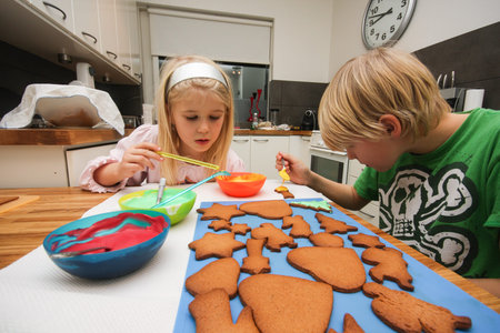 children making gingerbread cookies