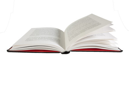 An open book lying on white background, 100% isolated and easy to extract from the background