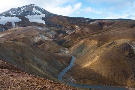 Kerlingarfjoll in the icelandic highlands. The area is full of color due to geothermal activityの写真素材