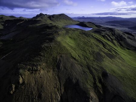 Active gerothermal area in southern Iceland shot from the air with a droneの写真素材