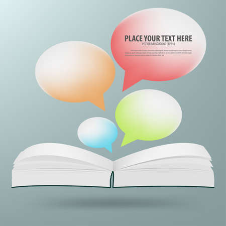 Book with colorful speech bubblesのイラスト素材
