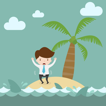 Businessman need help on island.のイラスト素材