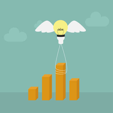 Vector growing graph with bulb light idea,Vector EPS10.のイラスト素材